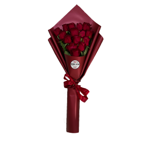 זר ורדים מדורג צפוף עטיפה אדומה