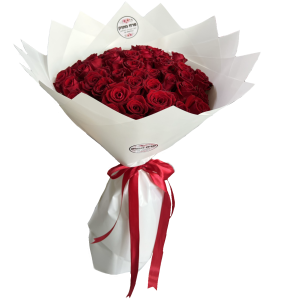 זר ורדים קלאסי לבן